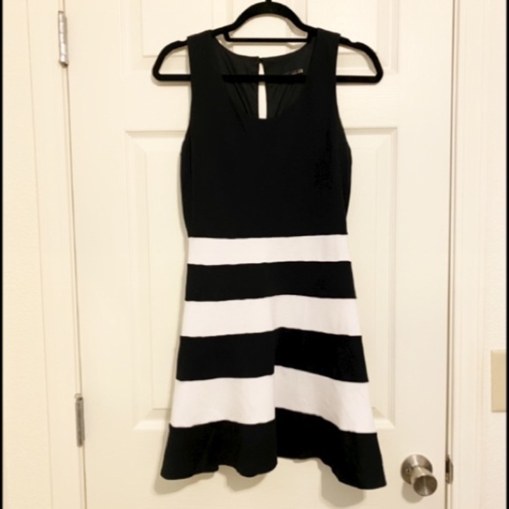 Express Striped Fit and Flare Dress